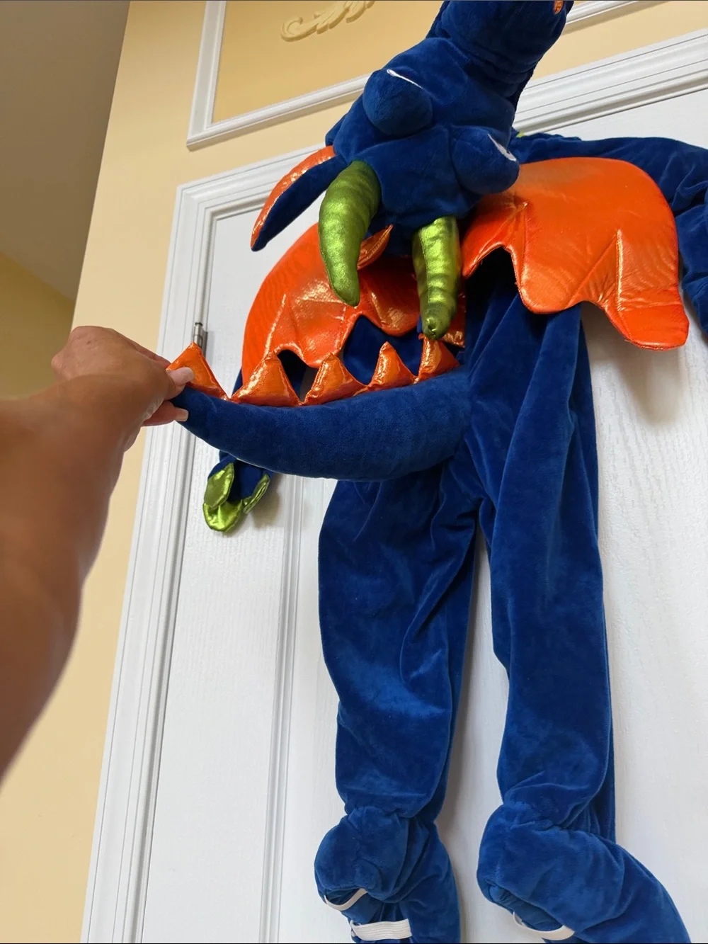 Blue and Lime Plush Dragon Kids Costume